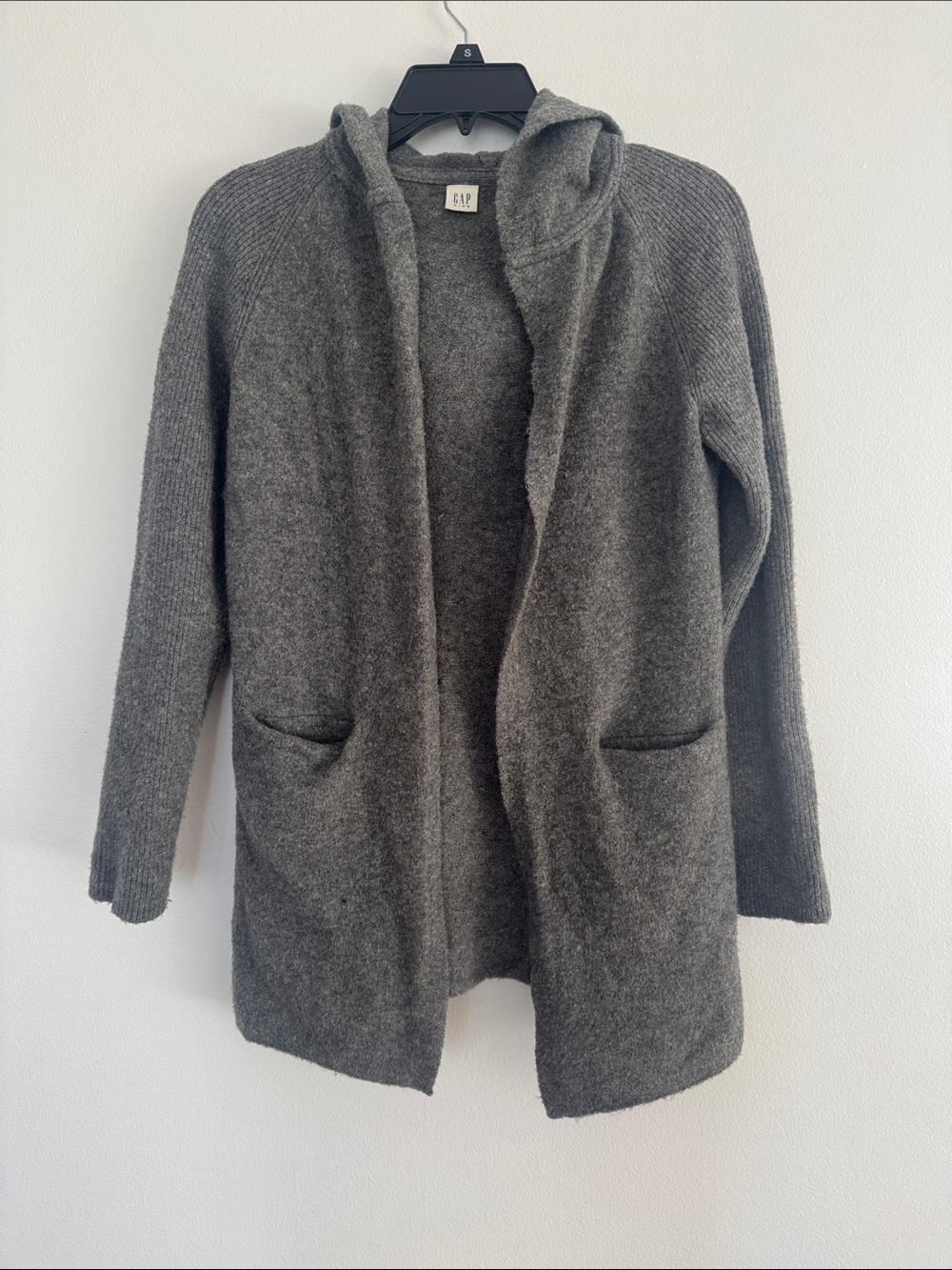 GAP Kids Gray Hooded Open Knit Cardigan Jacket